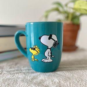 Snoopy and Woodstock Teal Coffee Mug / Peanuts / Peanuts Mug / Snoopy Mug
